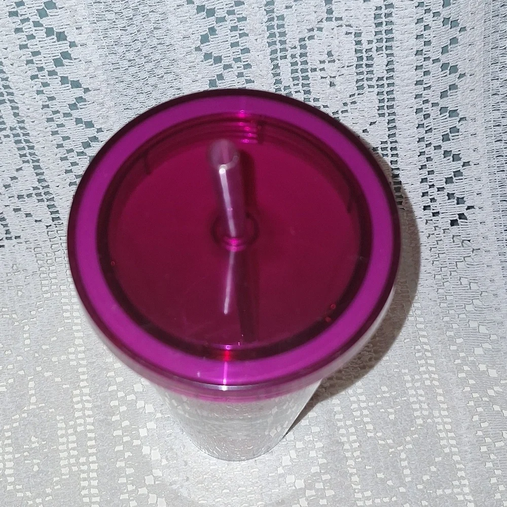 STARBUCKS COFFEE - RARE 2016 - Fuchsia Jelly Gummy Tumbler Cold Cup  Venti 24oz